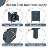 Modern Bathroom Vanity With Sink, Flip Drawer & 2 Drawers, Soft Close Hinges, Adjustable Shelf
