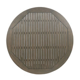 Round Outdoor Patio Table With Slatted Top - Gray