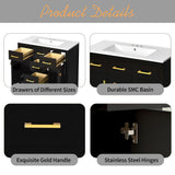 Bathroom Vanity With Sink, Cabinet With 4 Drawers & 2 Soft Close Doors, Rectangular Storage Unit For Bathroom