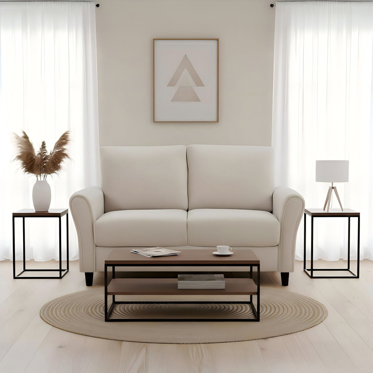 Patricia - Curved Arm Loveseat Sofa