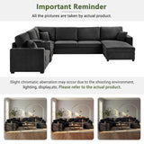 Modular 5 Seat U-Shape Sectional Sofa With Chaise Lounge, Built In Cup Holders And Storage Drawer