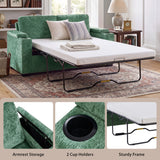 Pull Out Sofa Bed Loveseat With Twin Mattress, Cup Holders And Arm Storage