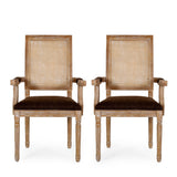Upholstered Dining Chair With Cane Backrest