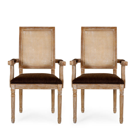 Upholstered Dining Chair With Cane Backrest