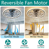 Ceiling Fan With Light And Remote Control, 6 Speeds, 3 Color Options - Matte Black