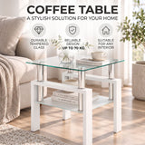 Modern Tempered Glass Tea Table, End Square Table For Living Room