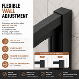 Semi-Frameless Pivot Hinged Shower Door, Reversible Design