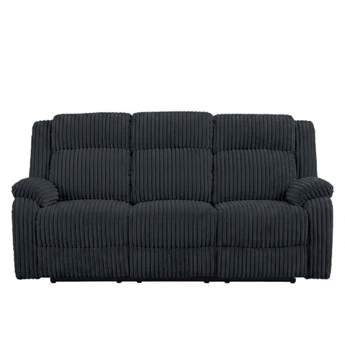 Motion Reclining Sofa With Seat And Adjustable Footrests For Living Room - Black