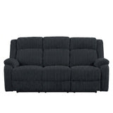 Motion Reclining Sofa With Seat And Adjustable Footrests For Living Room - Black