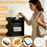 Safe With Drop Slot For Cash Deposits, Multi Scene Safe For Office - Black