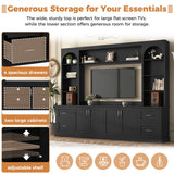 Arched Entertainment Center Wall Unit With Drawers, TV Stand