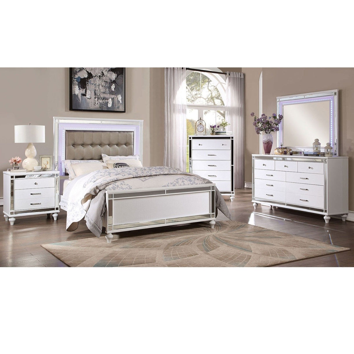 Contemporary Nightstand With Crocodile Textured Trim