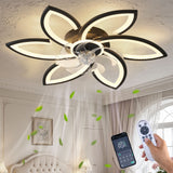 30" Flower 6 Speed Ceiling Fan With Remote Controlled LED Lights, Low Profile Flush Mount Fan