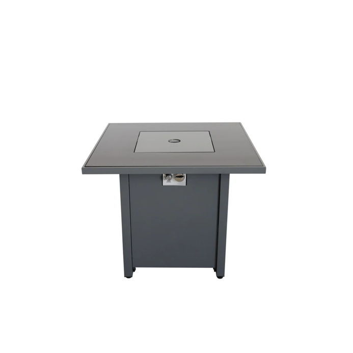 Outdoor Fire Pit Table Square Propane Heater Stainless Steel 30x25in Gray