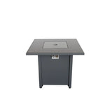 Outdoor Fire Pit Table Square Propane Heater Stainless Steel 30x25in Gray