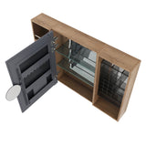 Wall Mounted Bathroom Mirror Cabinet With Adjustable Shelves Storage Cabinet - Imitative Oak