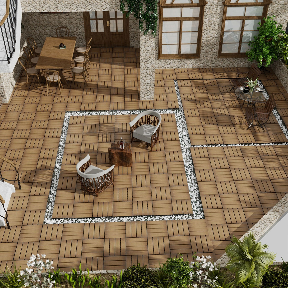 Patio Deck Tiles, Pack Of 22
