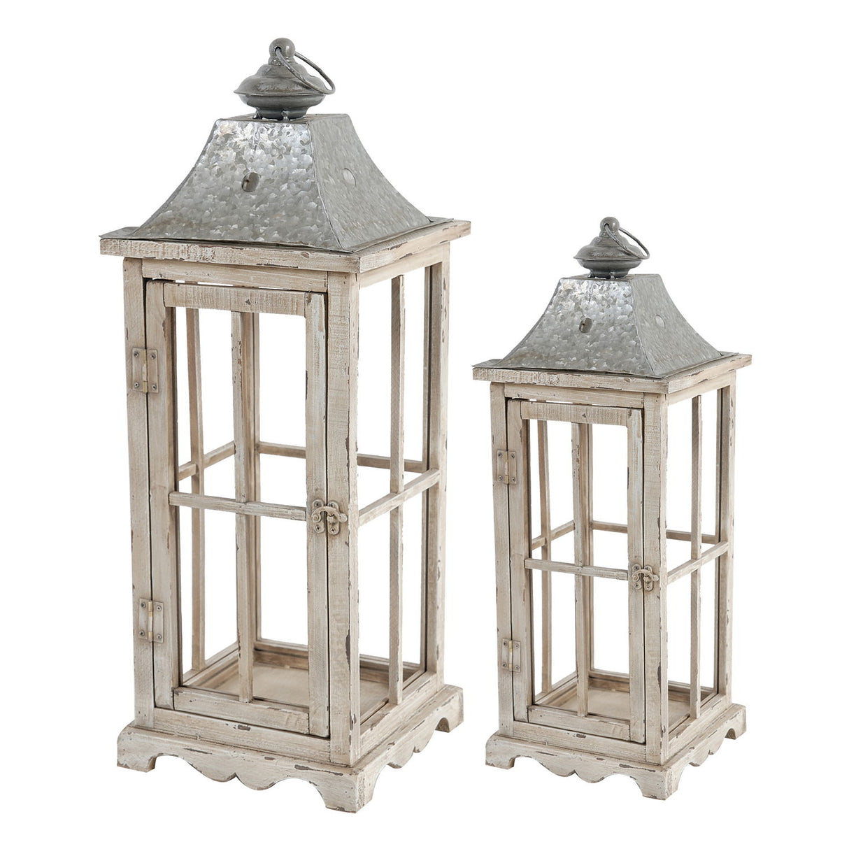 Wooden Candle Lantern Decorative, Hurricane Lantern Holder Decor For Indoor Outdoor, Home Garden - Ivory - Lanterns - Alpine Outlets