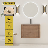 Wall Mounted Bathroom Vanity With Sink, Storage Shelves & Soft Close Door