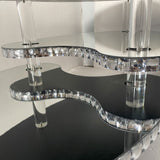 Coffee Table, Oval Double Layer Home Furnishing - Silver