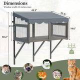 Window Perch Catio For Indoor Cats, Expandable Enclosure With Secure Frame And Waterproof Roof, Suitable For Multiple Kittens - Gray