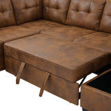 Arm Sectional And Pull Out Bed - Brown