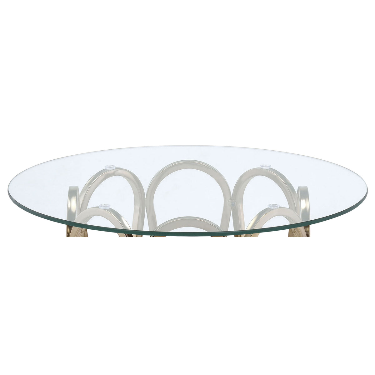 Round Glass Top Table With Polished Metal Base