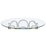 Round Glass Top Table With Polished Metal Base