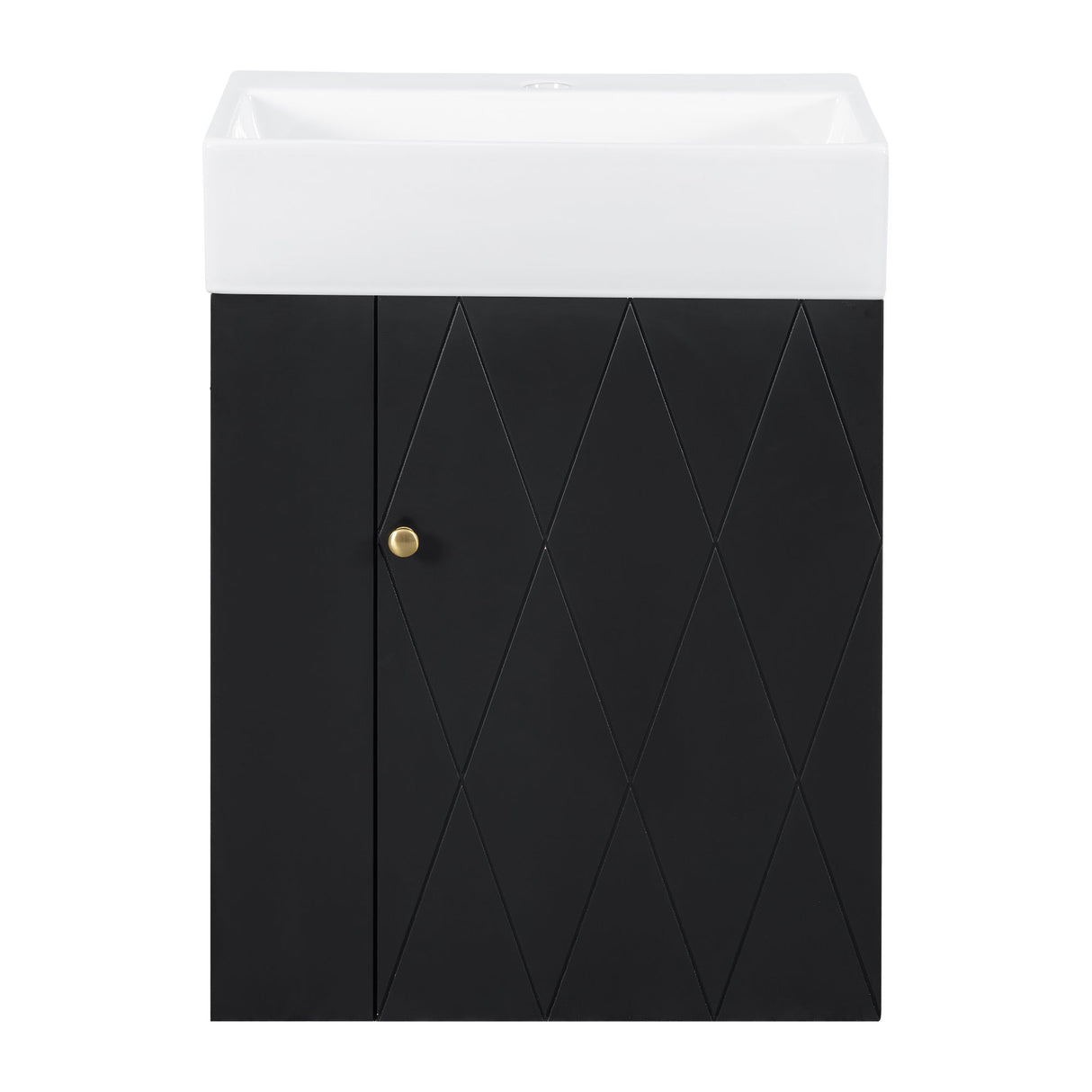 Modern Bathroom Vanity With Sink, Diamond Pattern Doors