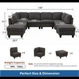8 Piece Modular U - Shape Sectional Sofa