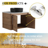 Wall Mounted Bathroom Vanity With Art Sink, 2 Storage Shelves, Soft Close Door