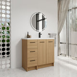 Wall Mounted Floating Bathroom Vanity With Sink, Door & Drawers Modular Cabinet