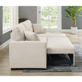 Upholstered Sectional & Pull Out Bed And Chaise Storage - Almond