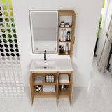 Freestanding Bathroom Vanity Set With Tall Linen Cabinet, 3 Door Storage Cabinet, Single Sink