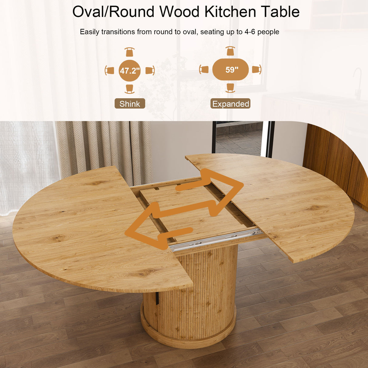 Extendable Oval Dining Table With 2 Tier Storage - Oak