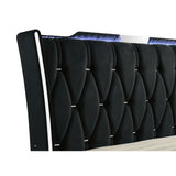 Mika - LED Upholstered Bed With Tufted Wingback Headboard And Ambient Lighting