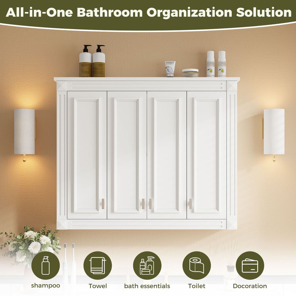 Wall Mounted Medicine Cabinet With Adjustable Shelf - White