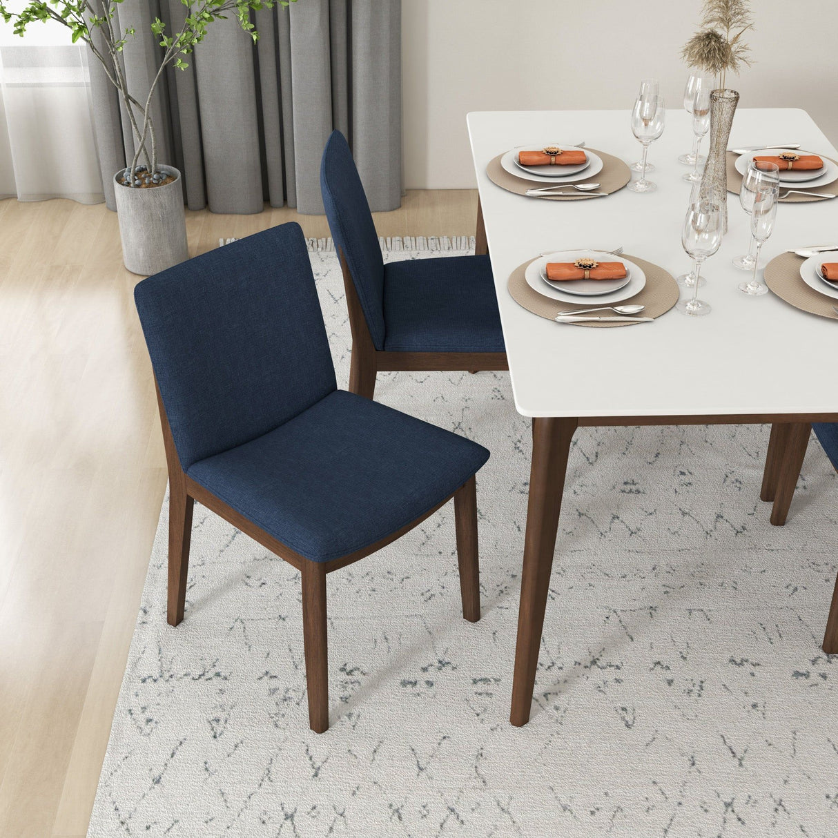 Laura - Mid-Century Modern Solid Wood Dining Chair (Set of 2)