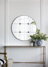 Traditional Decor Style Round Antique Glass Wall Mirror, Wall Decor For For Bathroom Entryway Console Lean Against Wall - Black - Wall Mirrors - Alpine Outlets