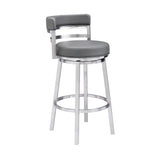 Titana - Swivel Faux Leather And Brushed Stainless Steel Bar Stool