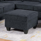 5 Piece Sectional Set With USB Port Left Arm Loveseat Chaise Right Arm Loveseat Corner Wedge Armless Chair Ottoman Upholstered - Black / Slate