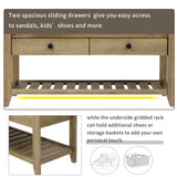 Shoe Rack With Cushioned Seat And Drawers Multipurpose Entryway Storage Bench Wash - Gray Wash