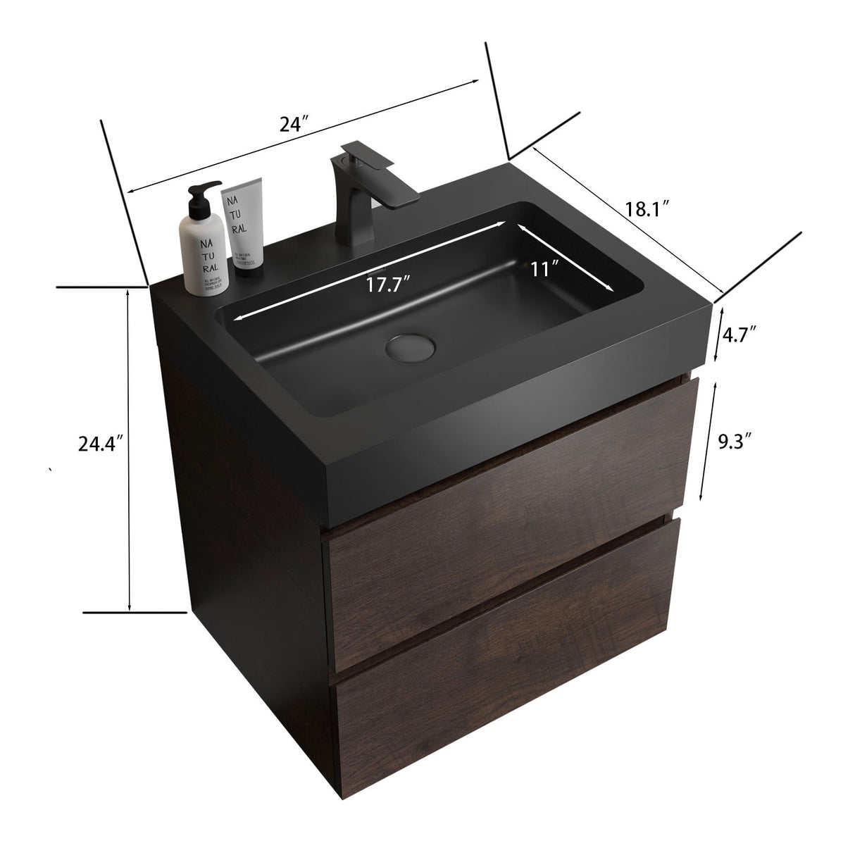Alice - Bathroom Vanity Wall Mounted With Sink, Large Storage Floating Bathroom Vanity For Modern Bathroom, One-Piece Sink Basin Without Drain And Faucet