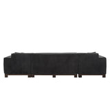 U-Shaped Sectional Sofa With RGB LED Light Strip And 6 Pillows