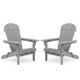 2-Piece Folding Adirondack Chair Set Solid Wood Gray