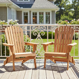 2-Piece Folding Adirondack Chair Set Hemlock Wood Light Brown