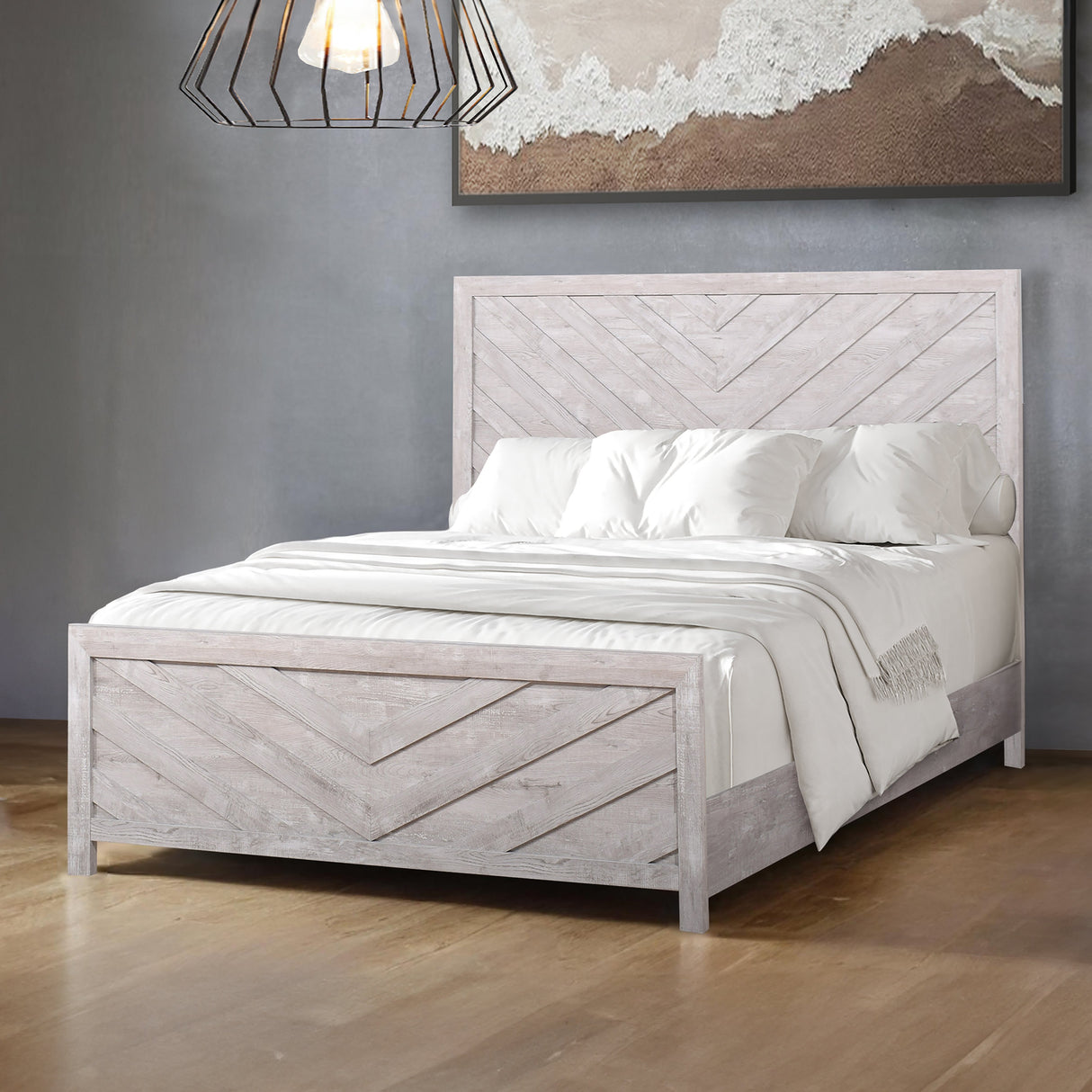 Biscayne Eastern King Bed Headboard, Footboard, and Slats - Driftwood