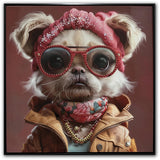 Female Fancy Dog Gloss Canvas with Rocks in Frame