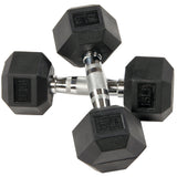 BalanceFrom Rubber Encased Hex Dumbbells 15-50 lbs Pair Black