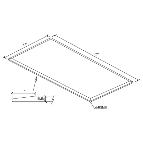 52x27-Inch Clear Tempered Glass Rectangle Table Top, 6mm